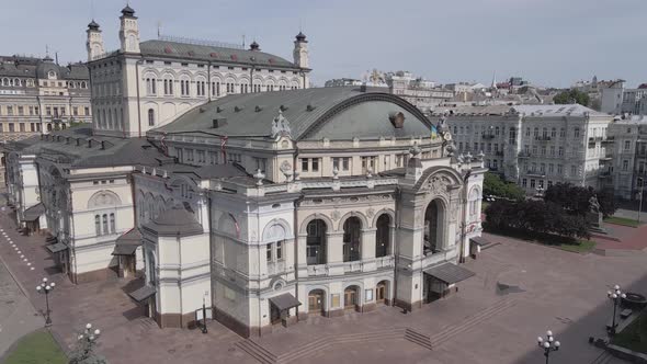 Kyiv. Ukraine: National Opera of Ukraine. Aerial View, Flat, Gray alt