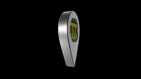 3d Animation Map Navigation Pointer With Flag Of Amman (Jordan) With Alpha Channel - 4K alt