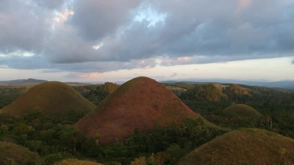 Aerial View of Chocolate Hills, Philippines during Sunset alt