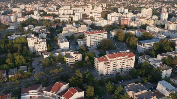 Bar Montenegro - Aerial drone view of white multistory apartment buildings among trees alt
