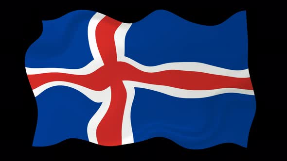 Iceland Flag Wave Motion Black Background