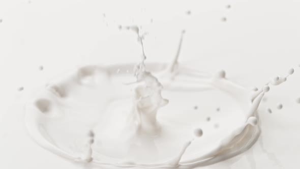 Super Slow Motion Detail Shot of Fresh Milk Crown at 1000 Fps alt