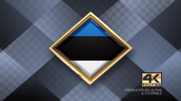 Estonia Flag Rotating Badge 4K Looping with Transparent Background