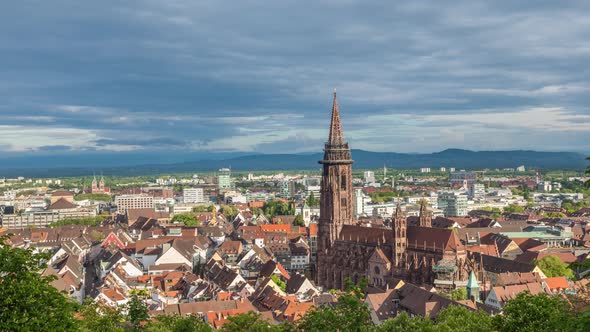 Zoom in time lapse video of Freiburg, Germany