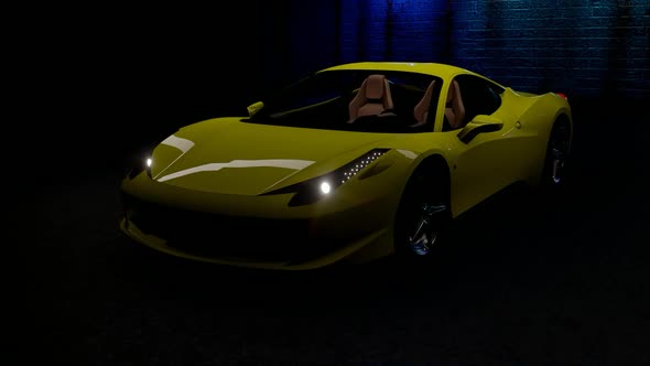 Yellow Luxury Sports Car in Garage