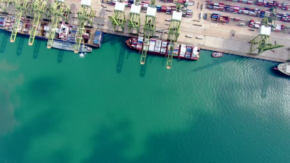 Aerial Footage of Commercial Port Terminal in Singapore alt