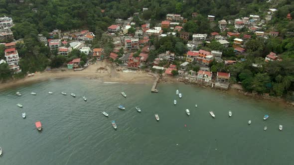 Remote And Coastal Village Of Yelapa In Jalisco, Mexico. Aerial Drone Shot alt