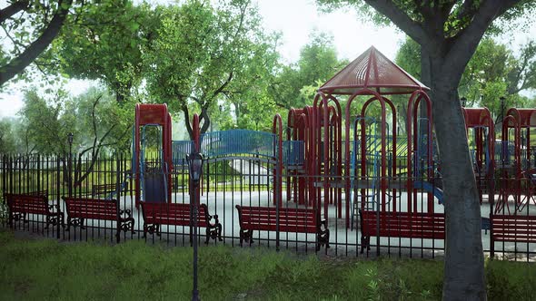 Children's Playground Empty and Quiet Because of the Coronavirus Pandemic alt