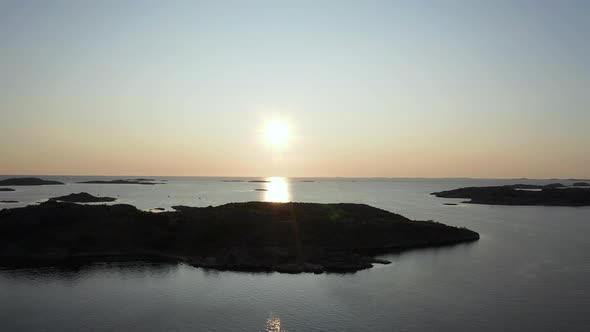 Aerial View Of A Beautiful Sunset At Ulebergshamn, Sweden