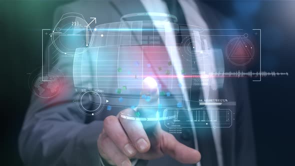 Array Of Stock Market Infographics In Virtual Space 4K alt