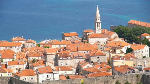 Old Adriatic City of Budva with Picturesque Buildings in Montenegro