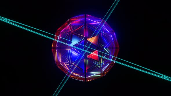 VJ Loop Animation of the Rotation of a Crystal Neon Ball alt