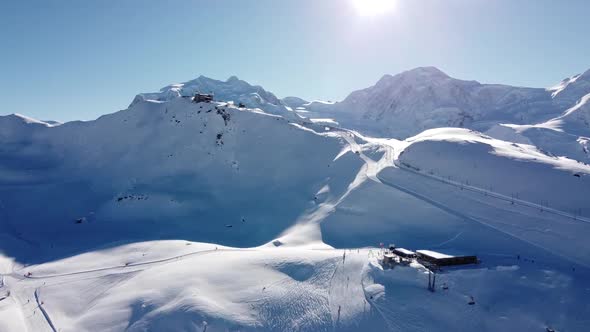 ski lifts on the gornergrat in a winter wonderland in the swiss alps with perfect weather alt