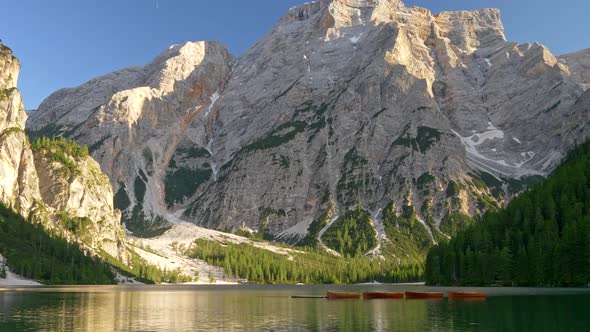 Lake Braies (Lago Di Braies) in Dolomites Mountains, Italy alt
