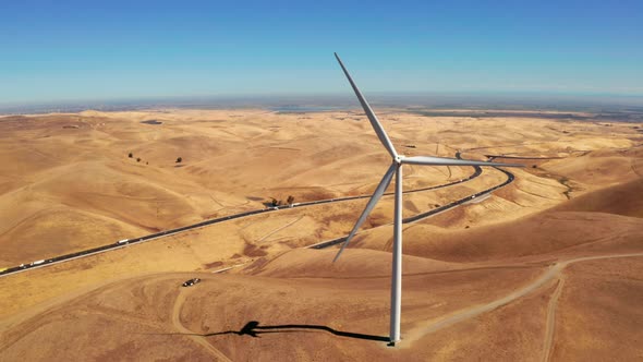 Aerial View of Wind Turbines Energy Production  Aerial Shot Over California alt