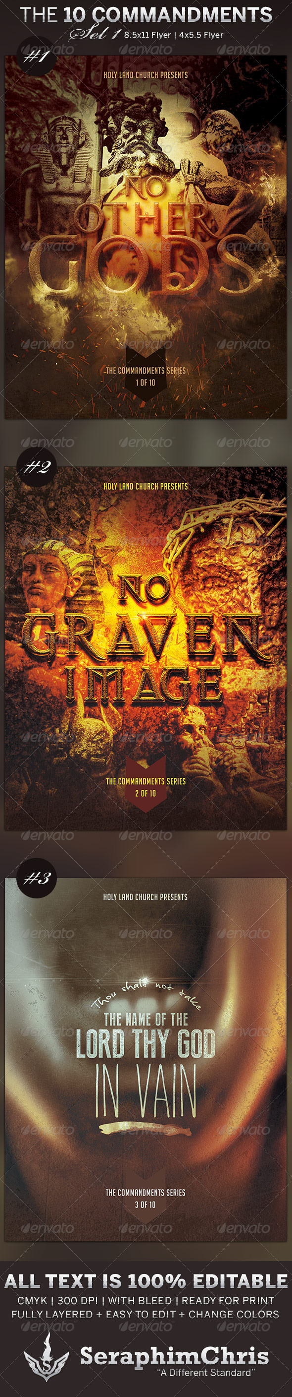 The 10 Commandments Flyer Templates Set 1 - Church Flyers