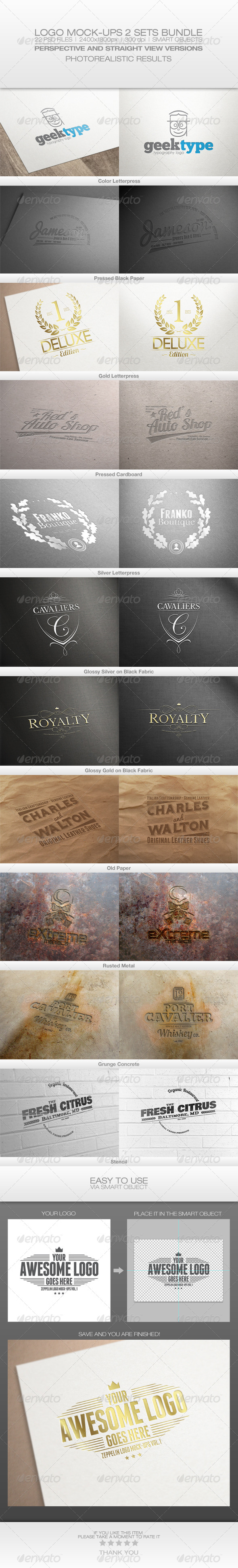 Logo Mock-Ups 2 Sets Bundle - Logo Product Mock-Ups