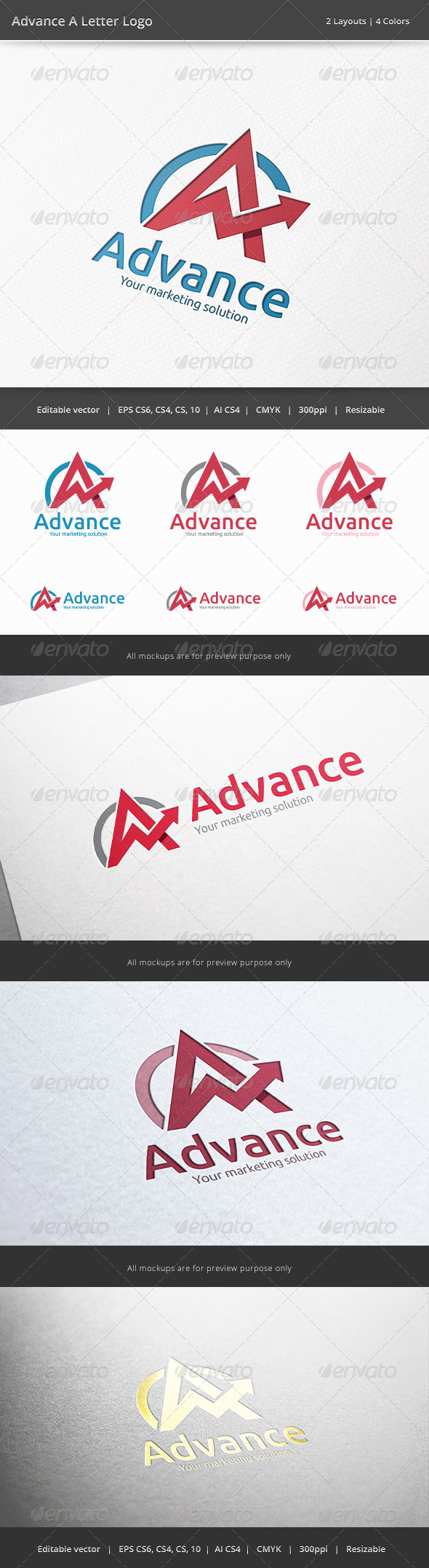 Advance A Letter Logo - Letters Logo Templates