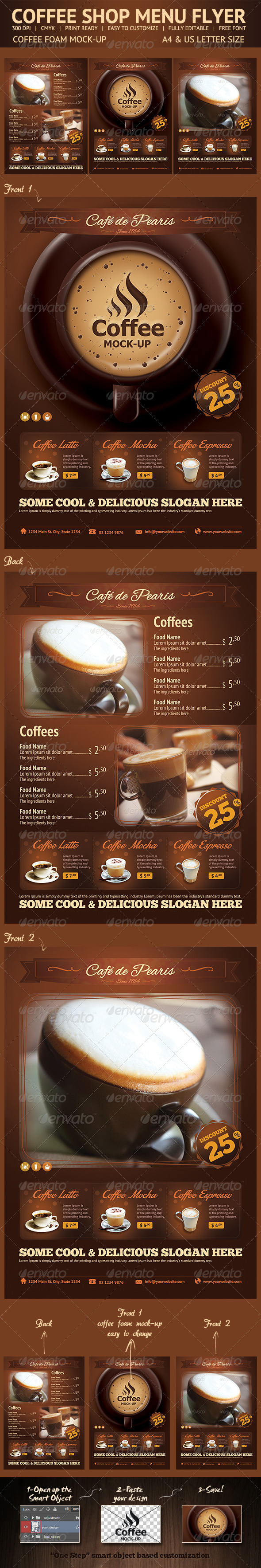 Coffee Menu Flyer - Food Menus Print Templates