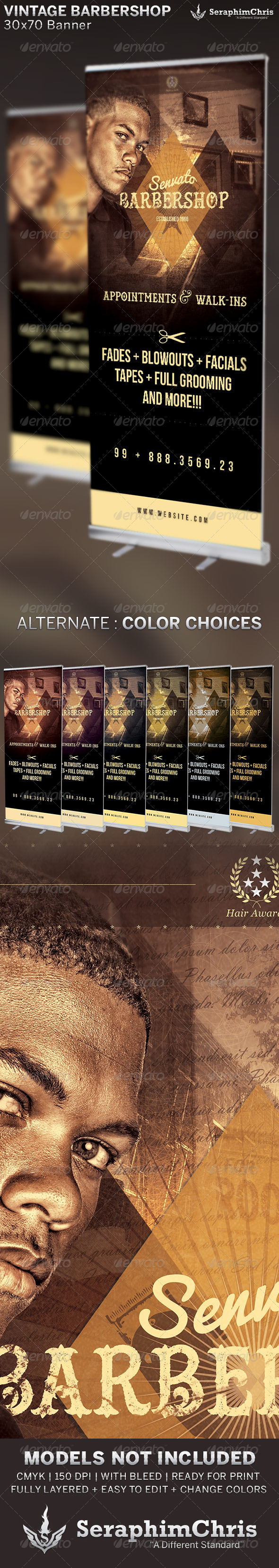 Vintage Barbershop Banner Template - Signage Print Templates