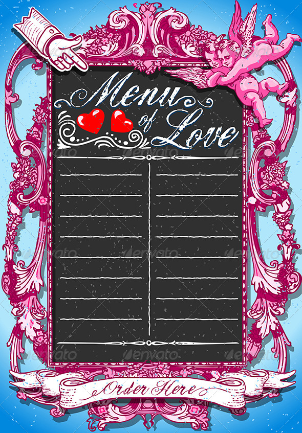 Vintage Pink Blackboard for Valentine’s Menu - Decorative Vectors