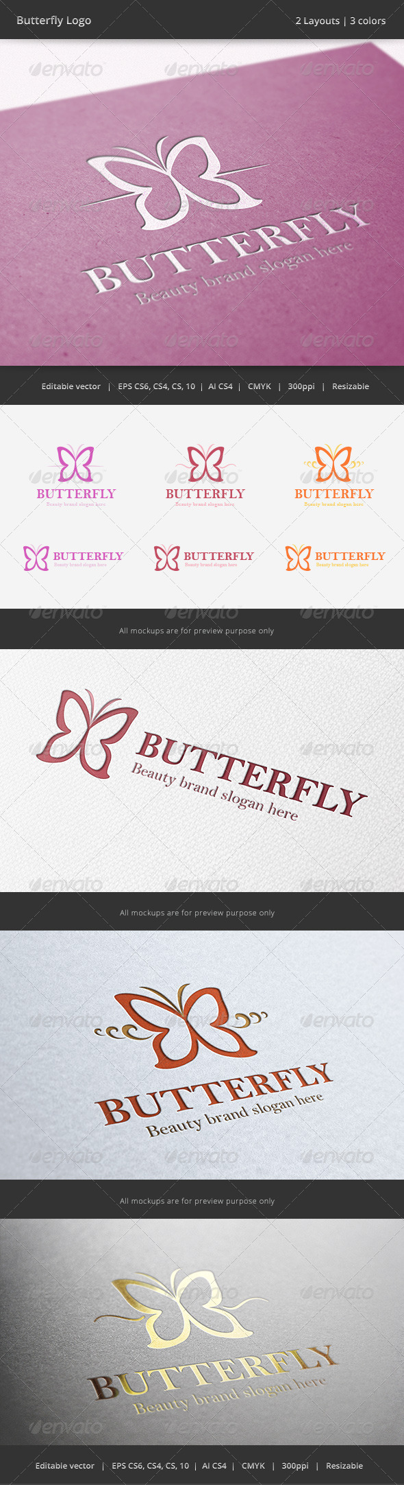 Butterfly Beauty Logo - Animals Logo Templates