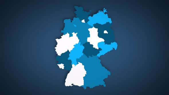 Motion Graphics Animated Map of Germany Forming - Blue
