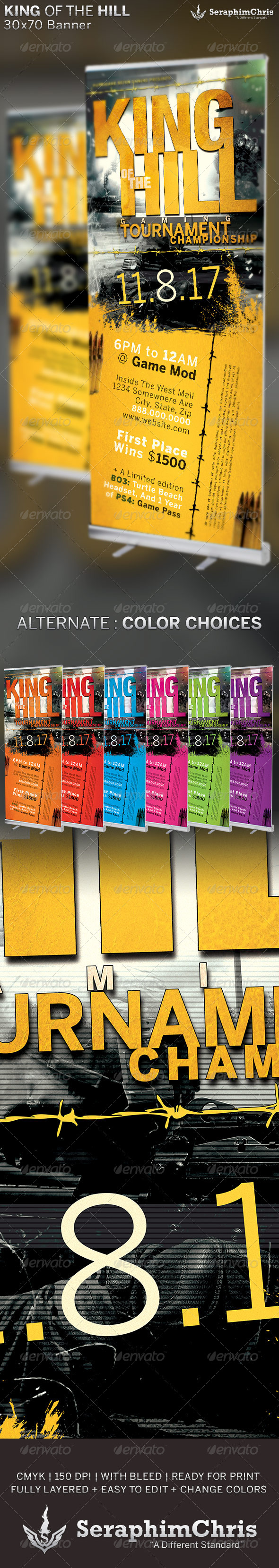 King of the Hill Gaming Banner Template - Signage Print Templates