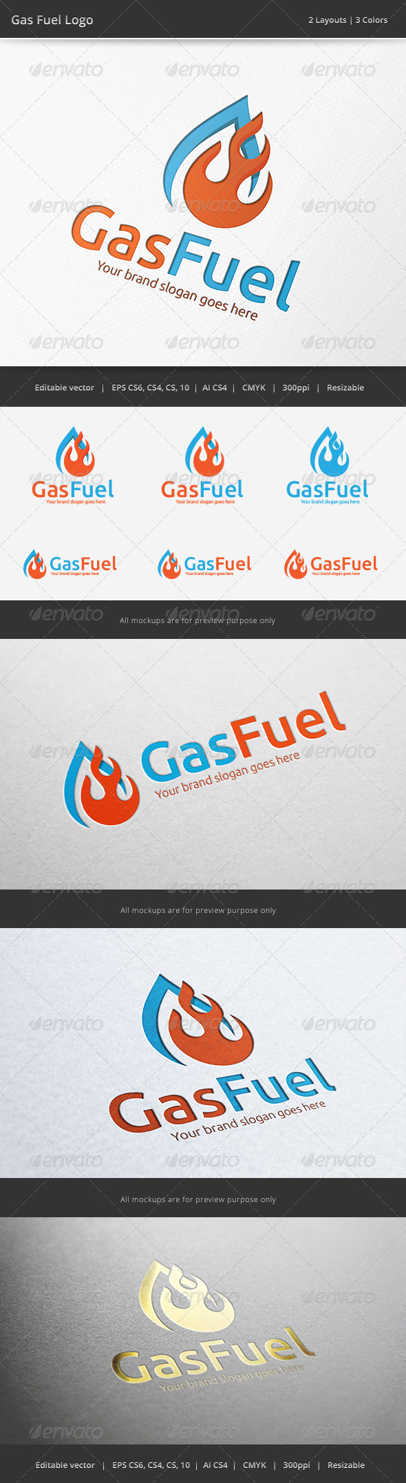 Gas Fire Fuel Logo