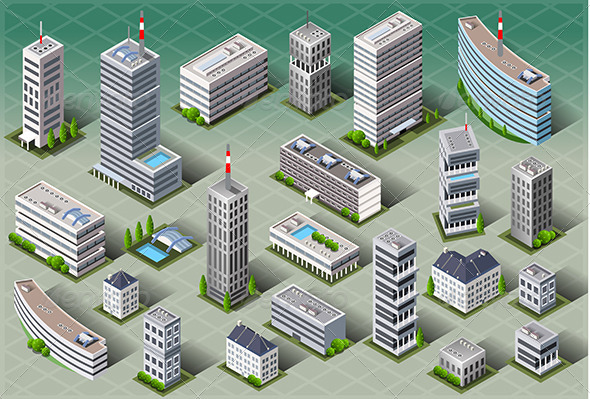 Isometric European Buildings - Buildings Objects