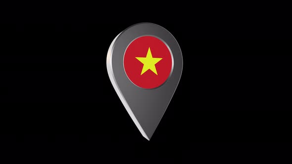 3d Animation Map Pointer With Viatnam Flag With Alpha Channel - 4K alt