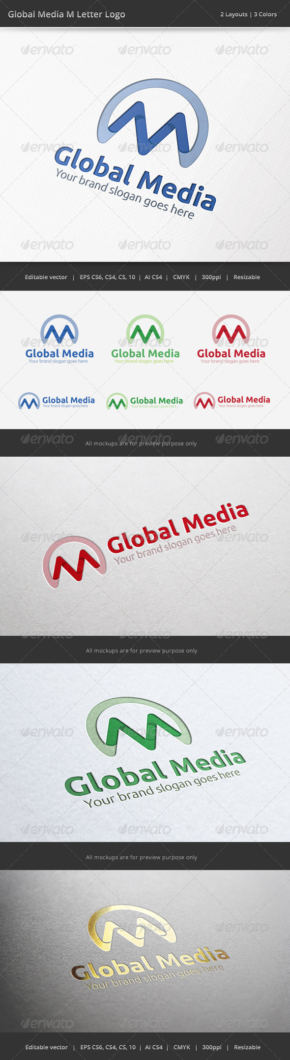 Media Global M Letter Logo - Letters Logo Templates