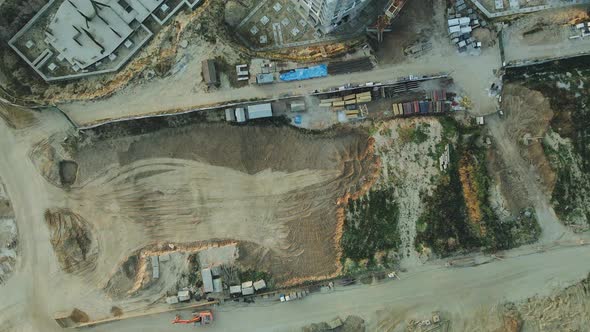 Construction site of a modern city block. High-rise buildings under construction. alt