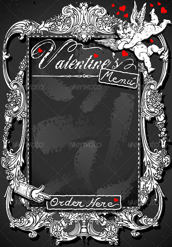 Vintage Blackboard for Valentine ’s Menu - Decorative Vectors