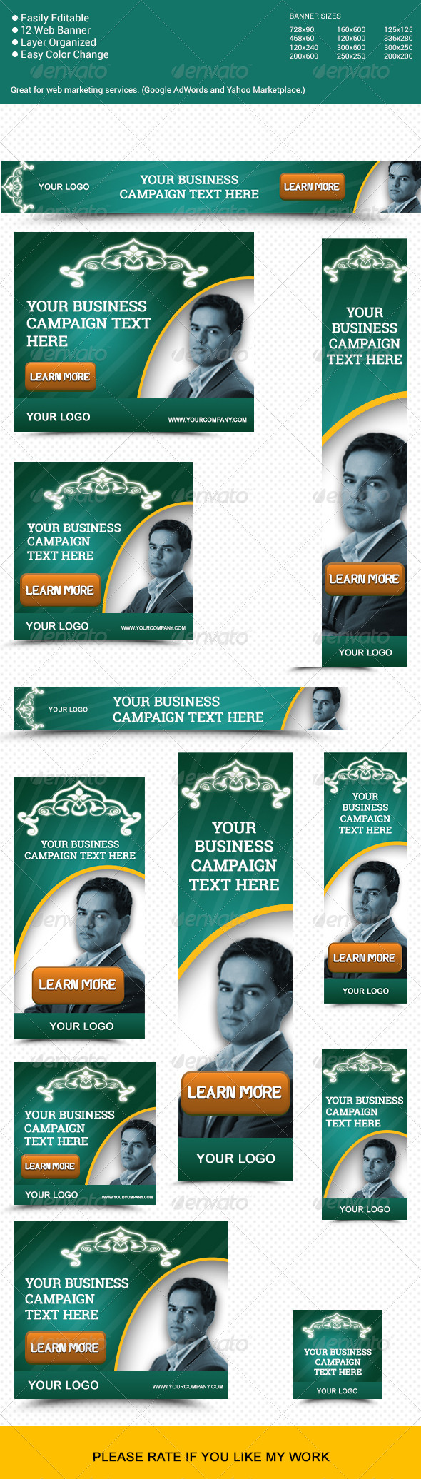 Corporate Decorative Marketing Web Banners - Banners & Ads Web Elements