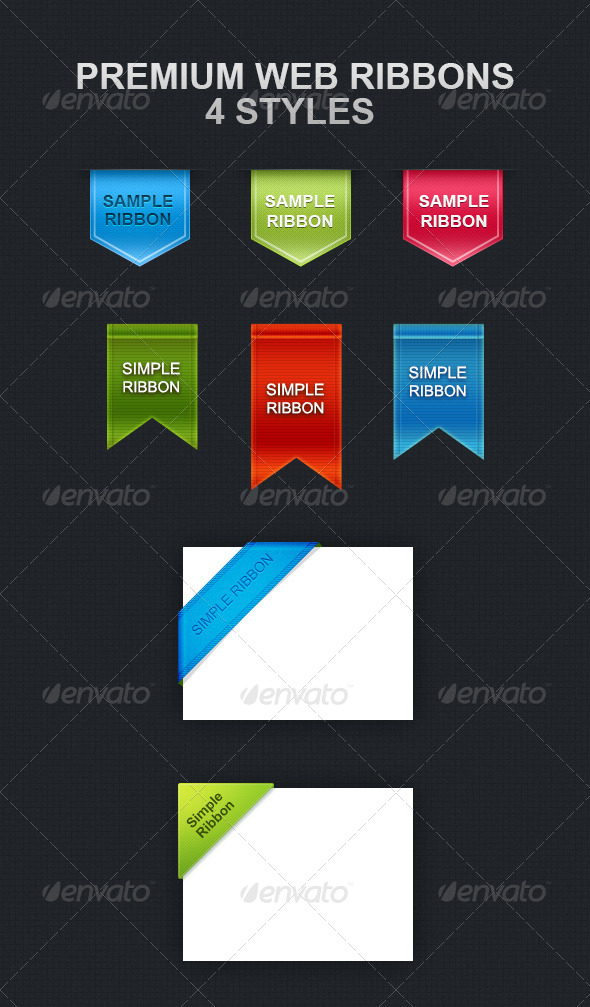 Premium Web Ribbons - Badges & Stickers Web Elements