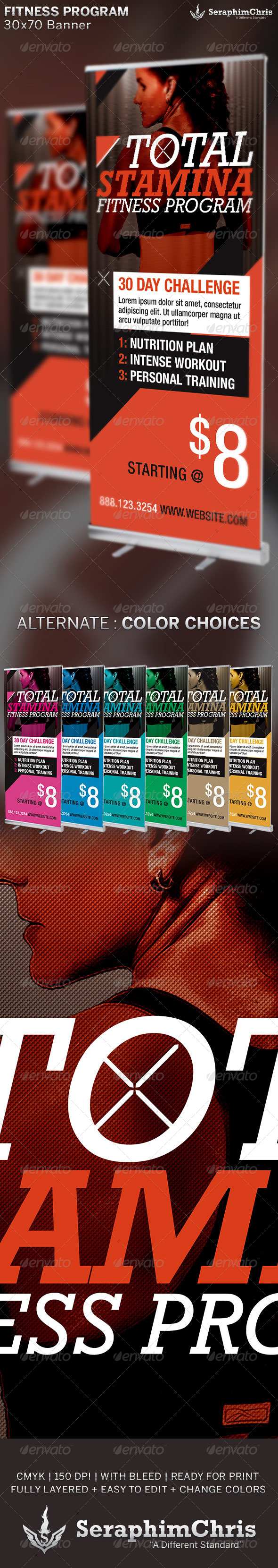 Total Stamina: Fitness Banner Template - Signage Print Templates