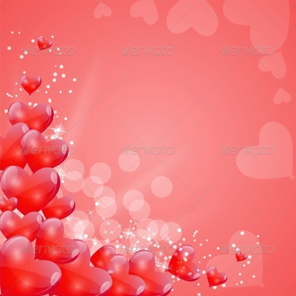 Valentines Day Card with Heart Shaped Balloons - Valentines Seasons/Holidays