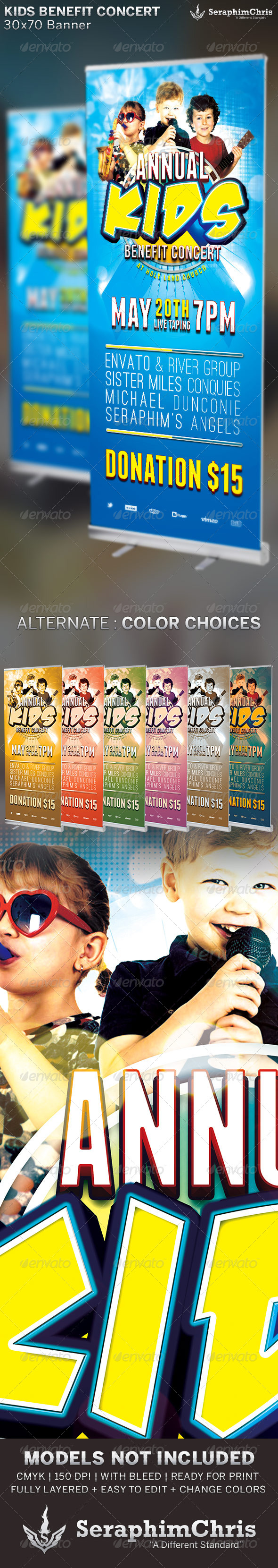 Kids Benefit Concert: Church Banner Template - Signage Print Templates