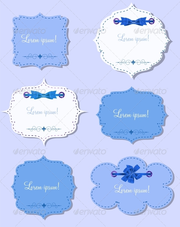 Set of Different Gift Cards with Ribbons, Design - Valentines Seasons/Holidays