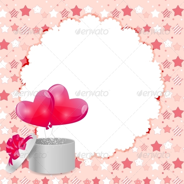 Valentines Day Card with Gift Box and Heart Shaped - Valentines Seasons/Holidays