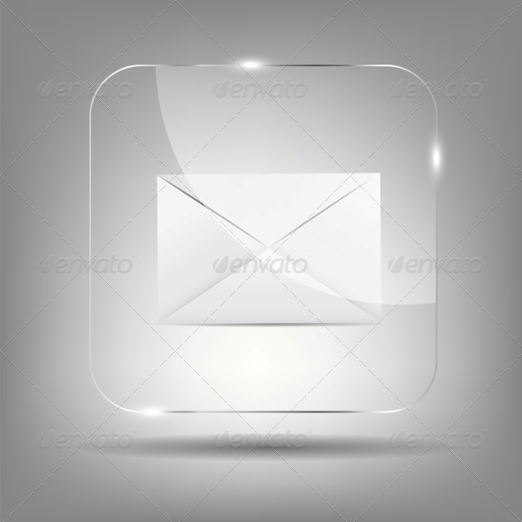 Mail Icon in Glass Button Vector Illustration - Concepts Business