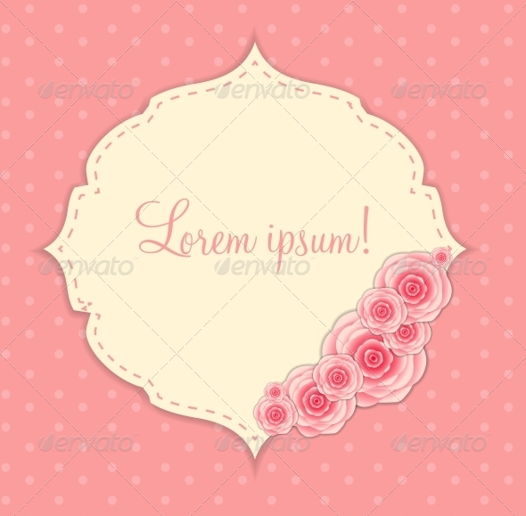 Cute Frame with Rose Flowers Vector Illustration - Valentines Seasons/Holidays