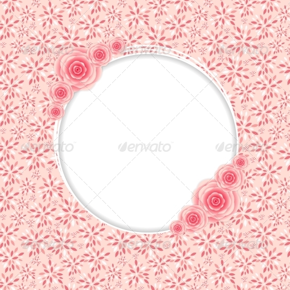 Cute Frame with Rose Flowers Vector Illustration - Decorative Symbols Decorative