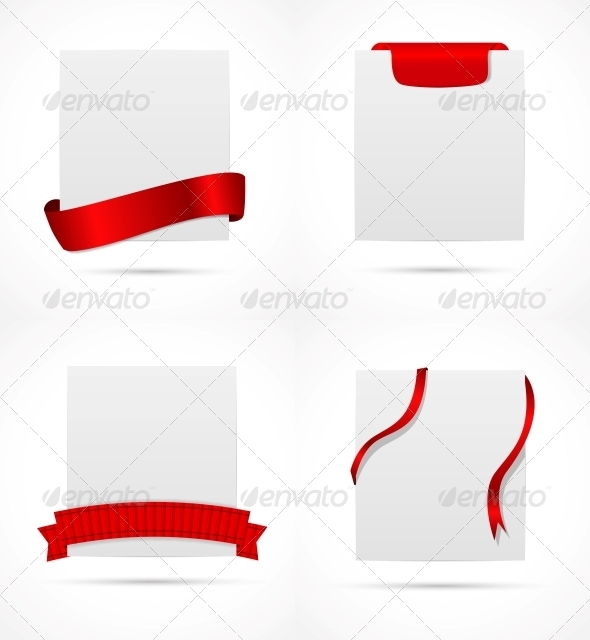 White Card with Ribbon Vector Illustration - Abstract Backgrounds