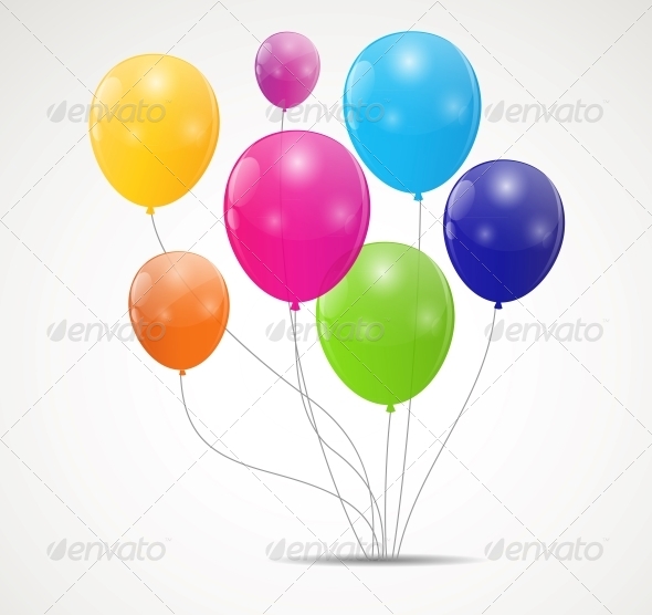 Color Glossy Balloons Background Vector - Birthdays Seasons/Holidays