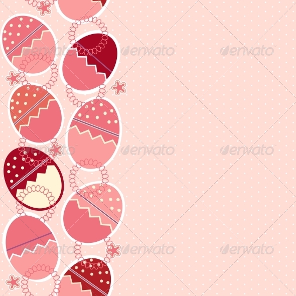Greeting Card with Different Easter Eggs - Decorative Symbols Decorative