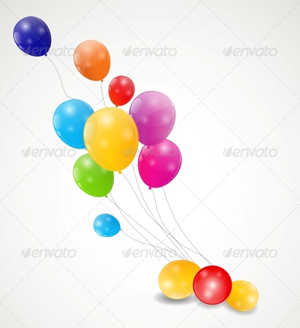 Color Glossy Balloons Background Vector Illustrati - Birthdays Seasons/Holidays