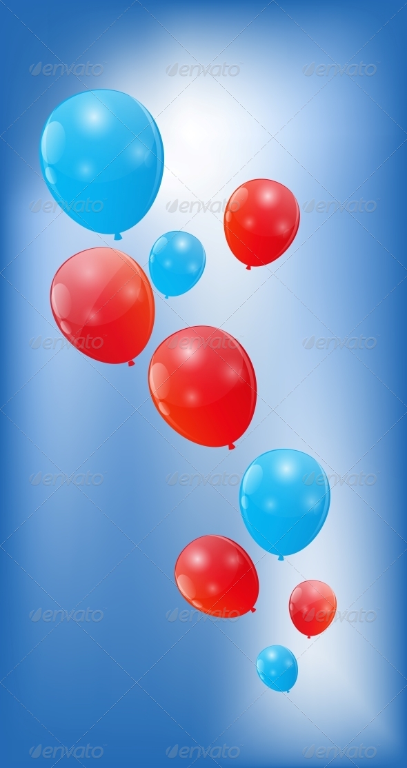 Color Glossy Balloons Background, Vector - Birthdays Seasons/Holidays