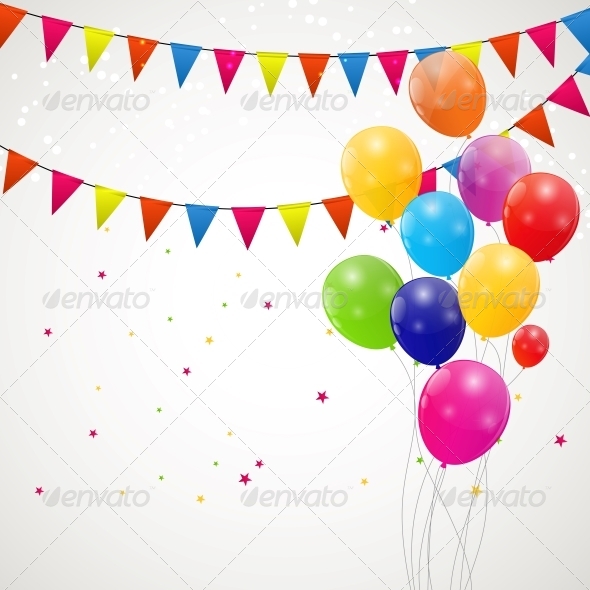 Color Glossy Balloons Background, Vector - Birthdays Seasons/Holidays